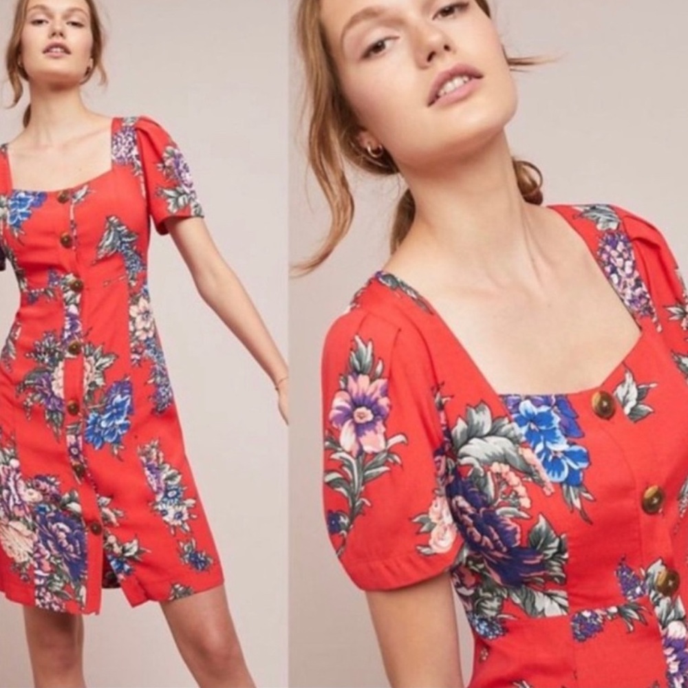 Maeve Caldwell Red Button Down Dress